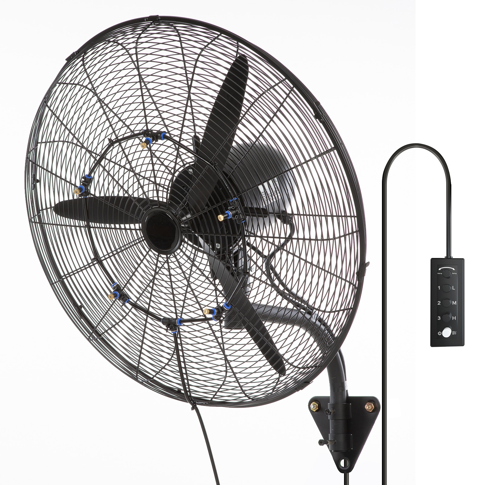 Industrial Wall-mounted Misting Fan 3-speed Oscillating Air Cooler_voghion.com